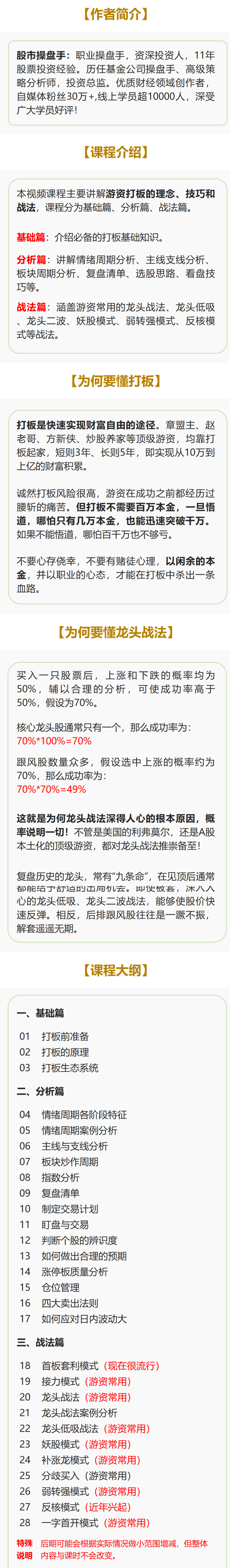 古或职业打板-像游资那样思考与打板游资系列之超短打板 28集