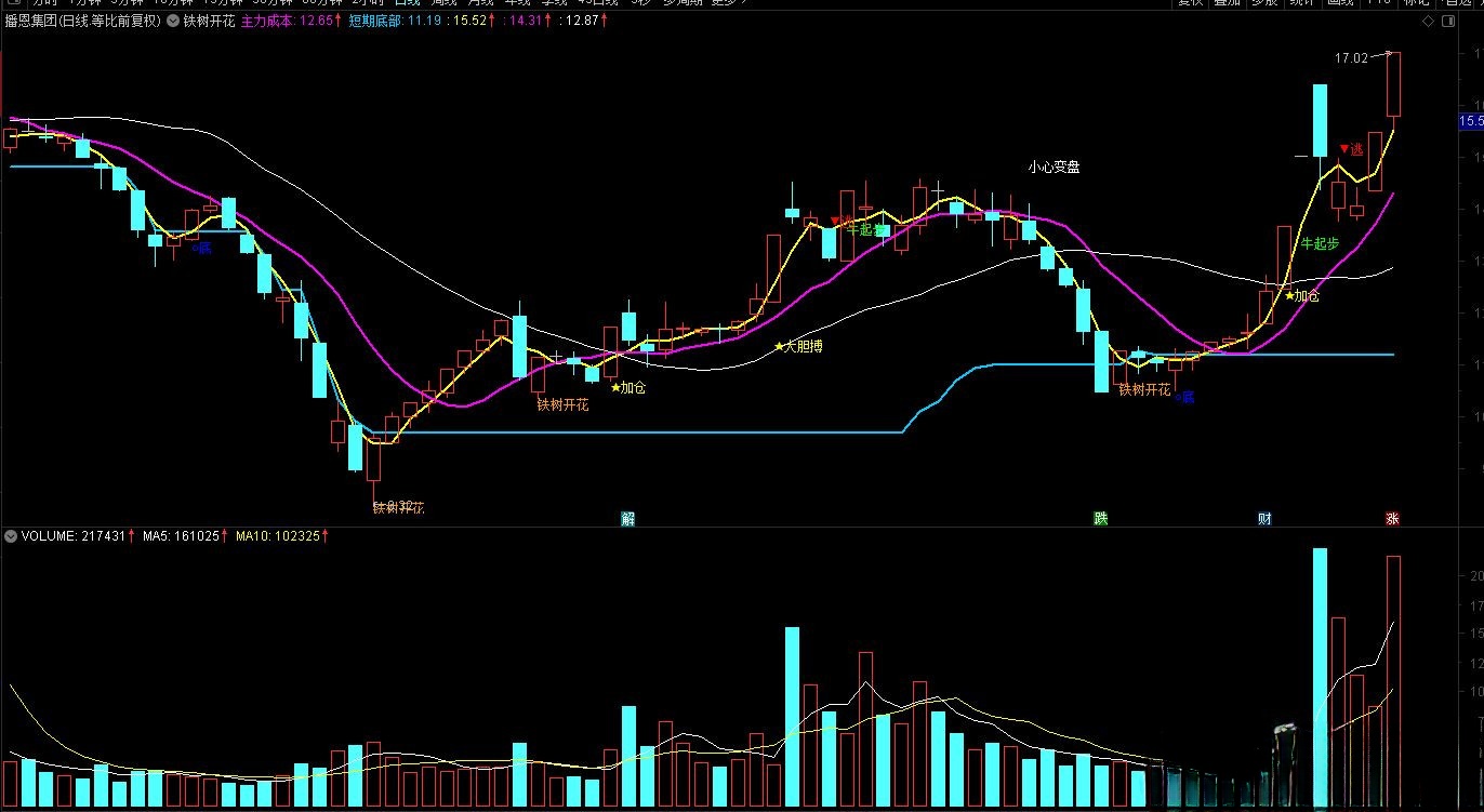 【指标】通达信铁树开花主图/选股 砸锅卖铁往里蹭 信号使用方法 源码附图 请自行试验