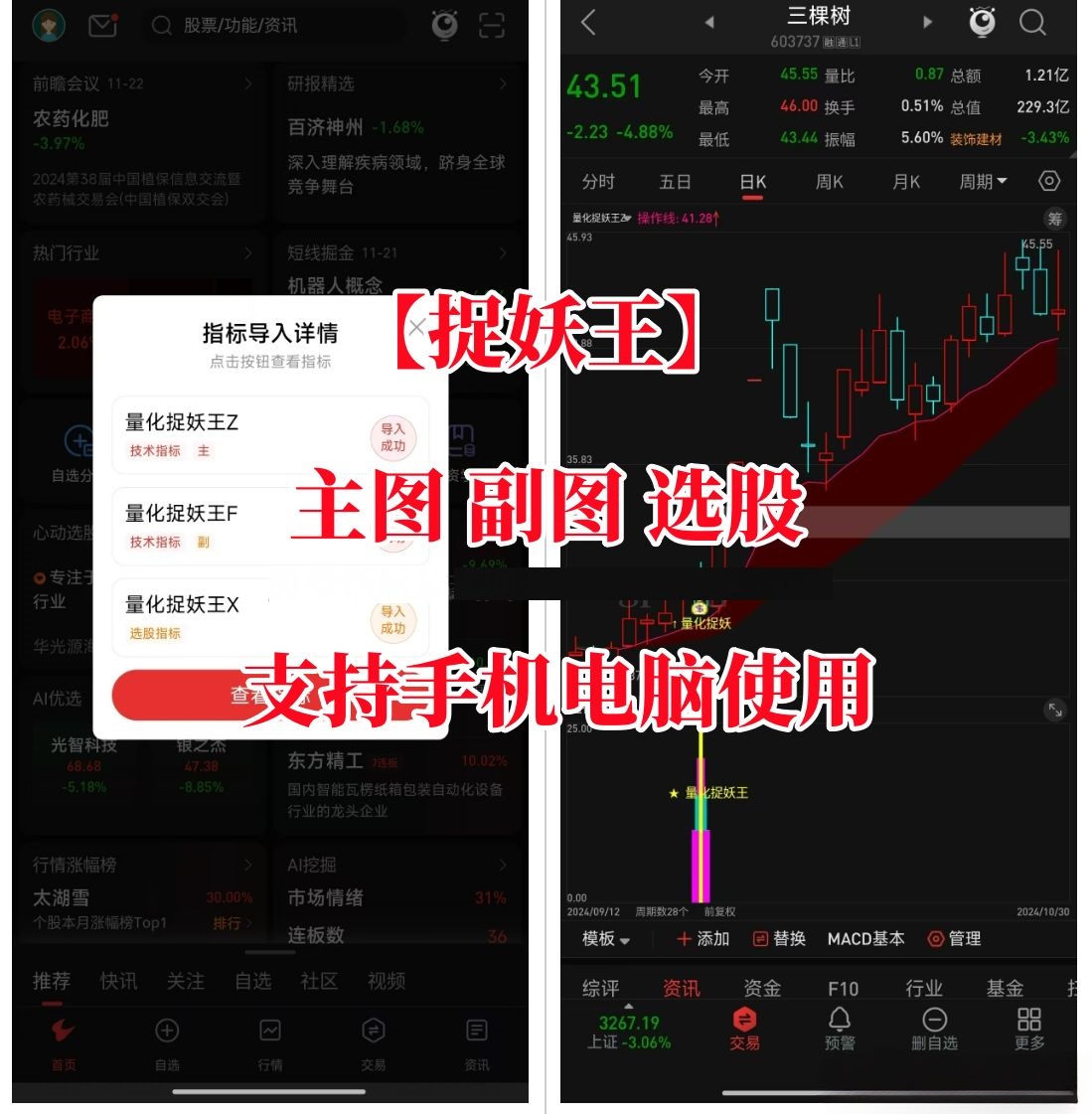【指标】通达信优化珍藏版《量化捉妖王》套装指标 历史评测超高成功率 出票少而精