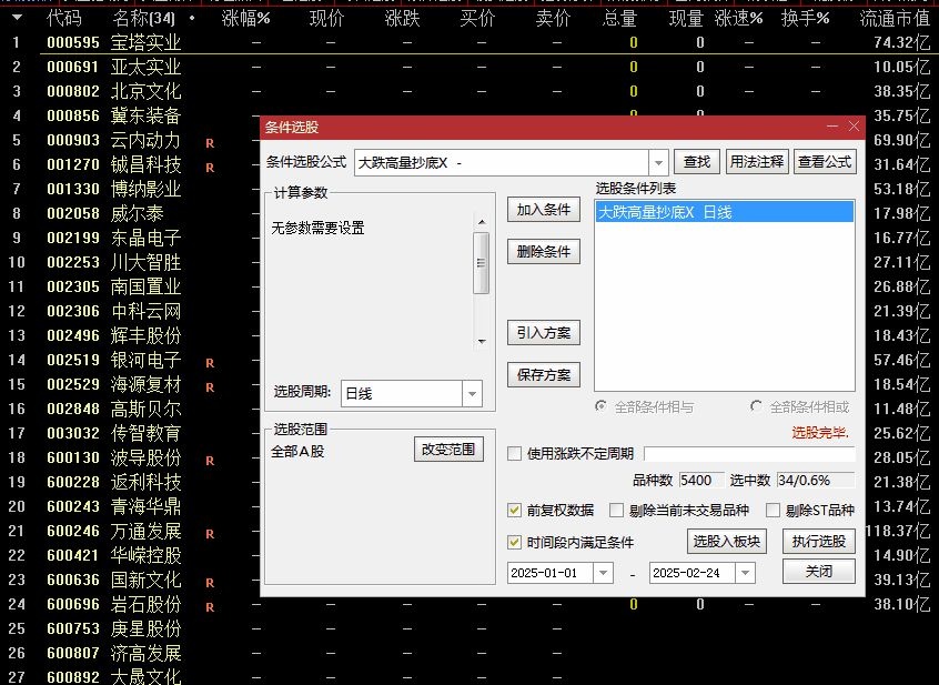 【指标】【大跌高量抄底】价值千万的抄底模型 2025开年至今盘后成功率接近100%