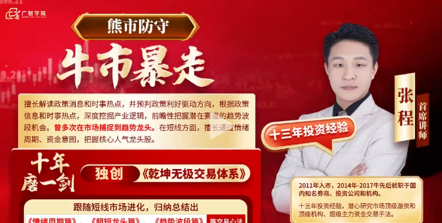 中广云张程乾坤定势龙头战法系统课7节视频+大成课堂资料+指标