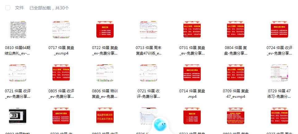 【仲展】量学云讲堂  龙头密探-仲展 2025年第64期视频课程+盘后 共30视频