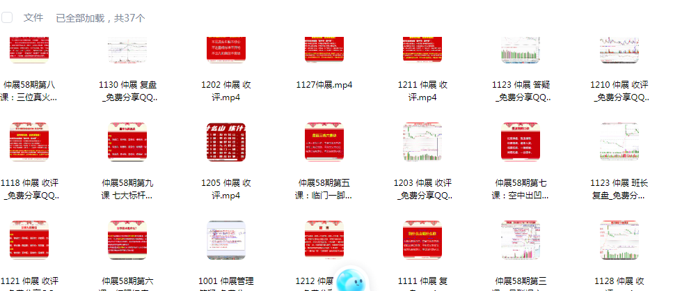 【仲展】量学云讲堂  龙头密探-仲展 2024年第58期视频课程+盘后 共37视频